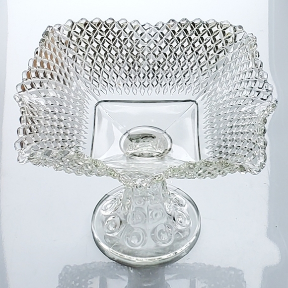 1950s L.E. Smith Diamond Point Ruffle Edged Compote - Picture 2 of 16